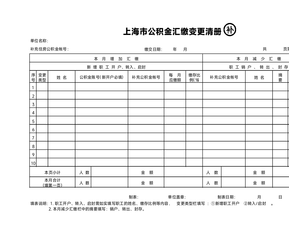 上海市公积金汇缴变更清单第2页