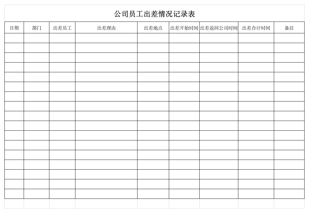 公司员工出差登记表第1页