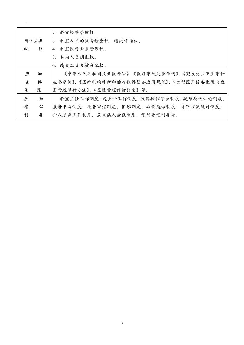 超声科主任岗位说明书第3页