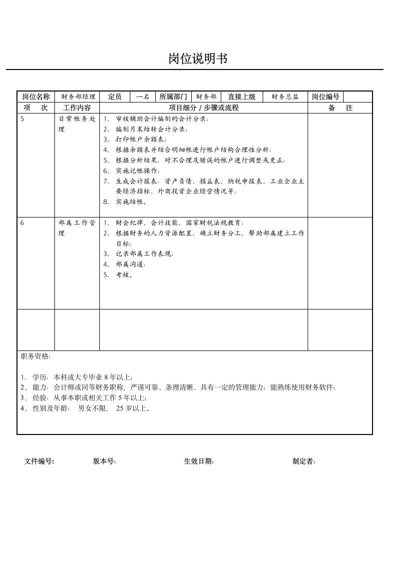 2财务总监岗位说明书第2页