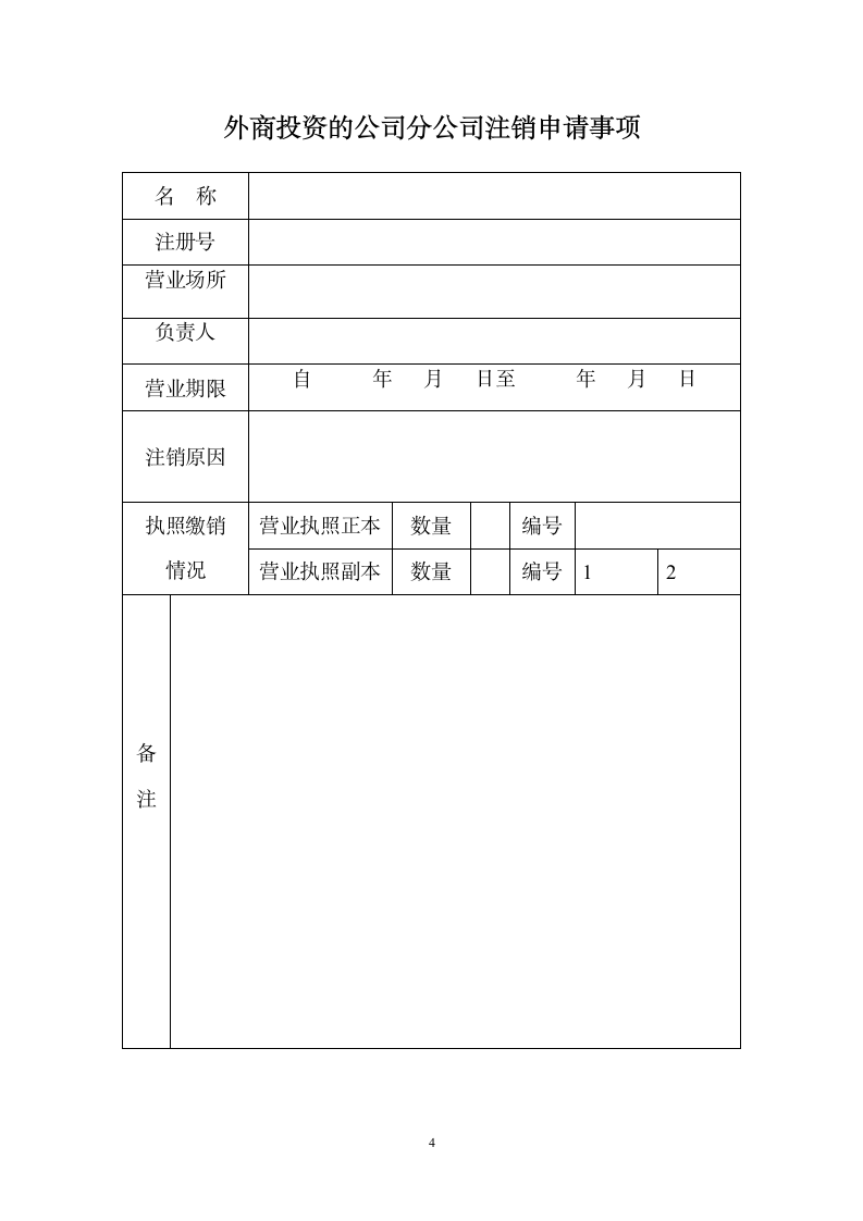 分公司注销申请书第4页