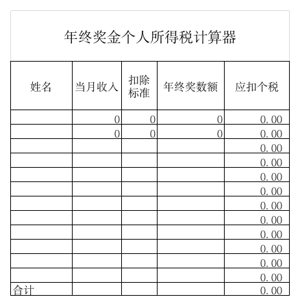 年终奖个人所得税计算器第1页