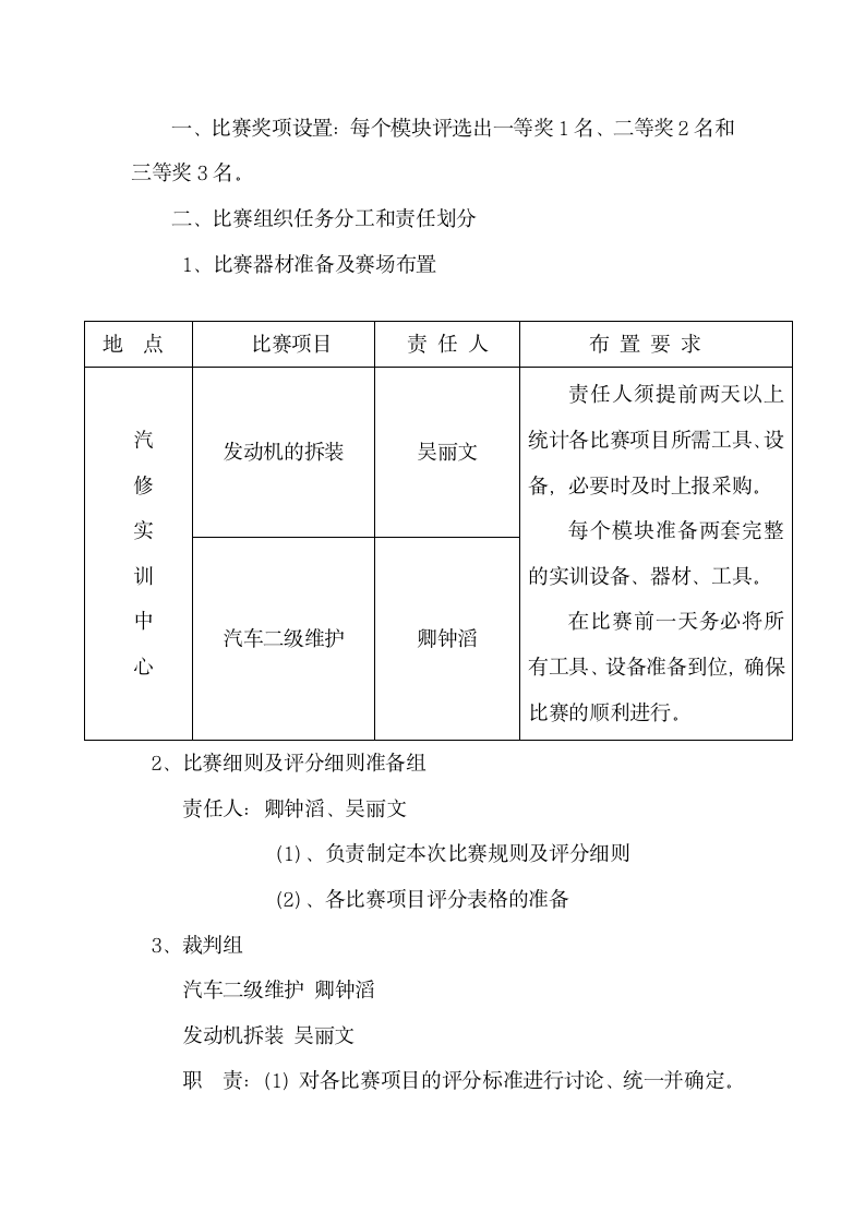 汽修专业技能大赛实施方案第2页