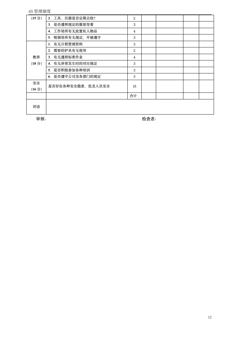 6S管理制度第12页