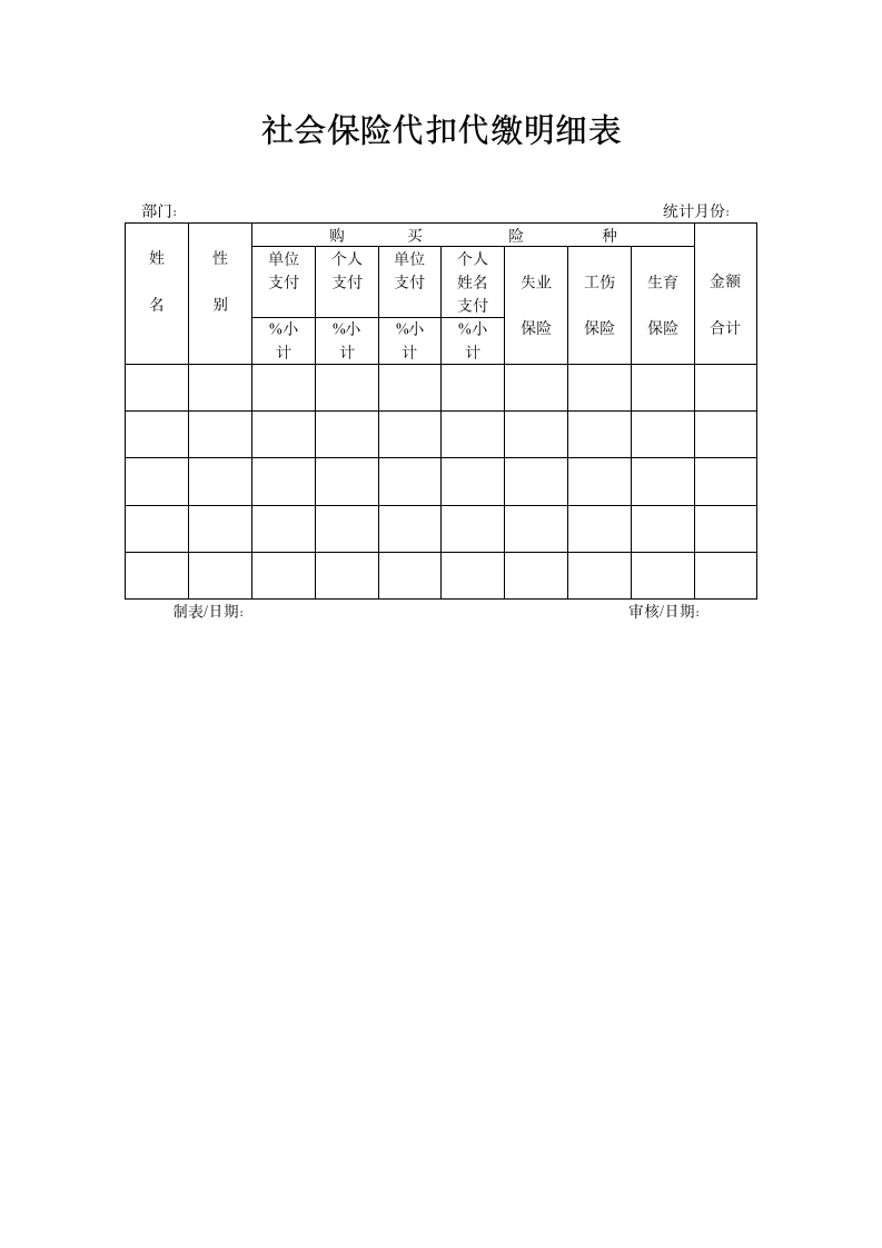 社会保险代扣代缴明细表第1页