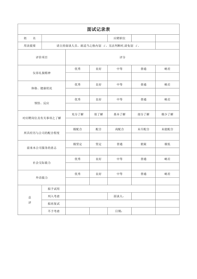 应聘登记表-应聘信息登记表第2页