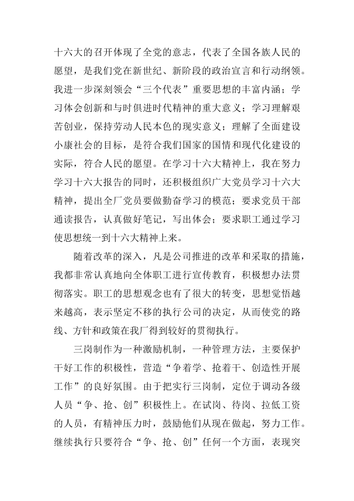 述职报告：厂长述职报告第2页