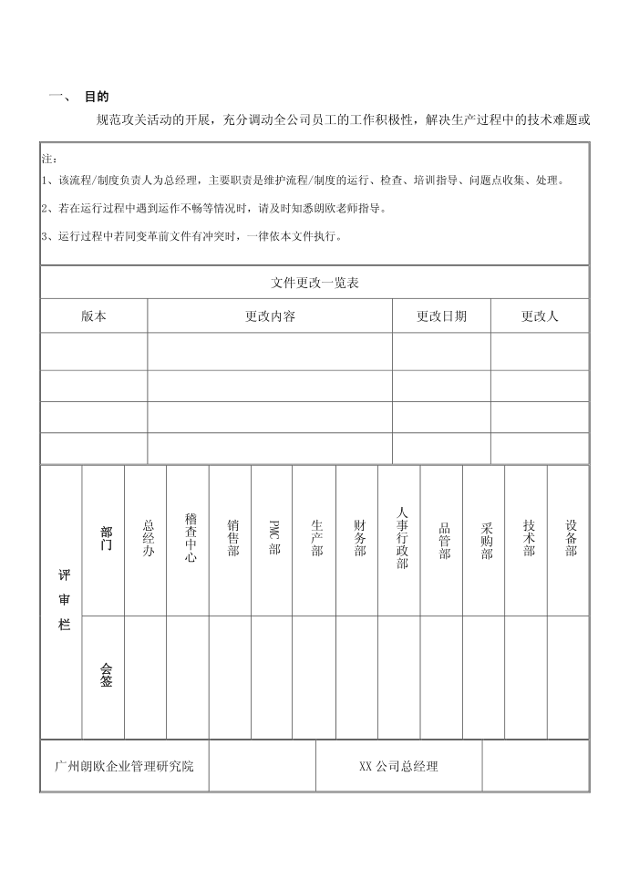 工厂管理制度：攻关管理制度