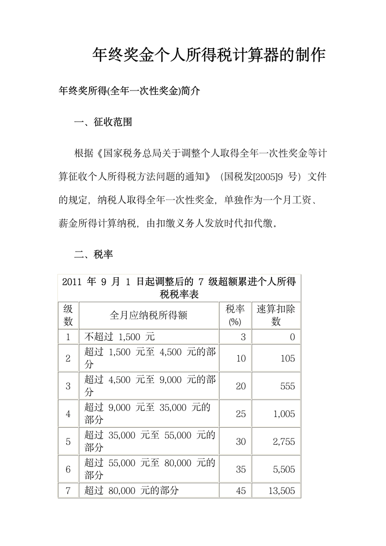 年终奖金个人所得税计算器的制作第1页