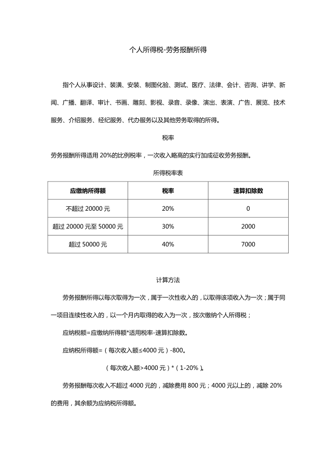 个人所得税-劳务报酬所得