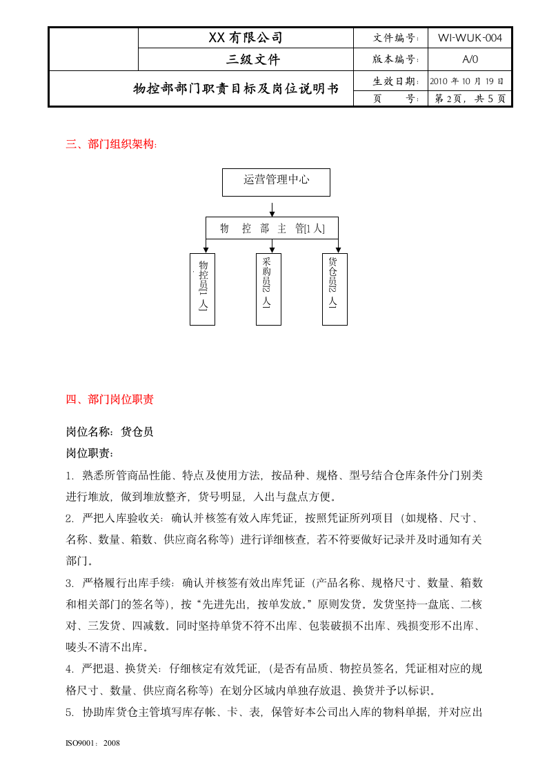 (参考)物控部职责目标及岗位说明书第2页