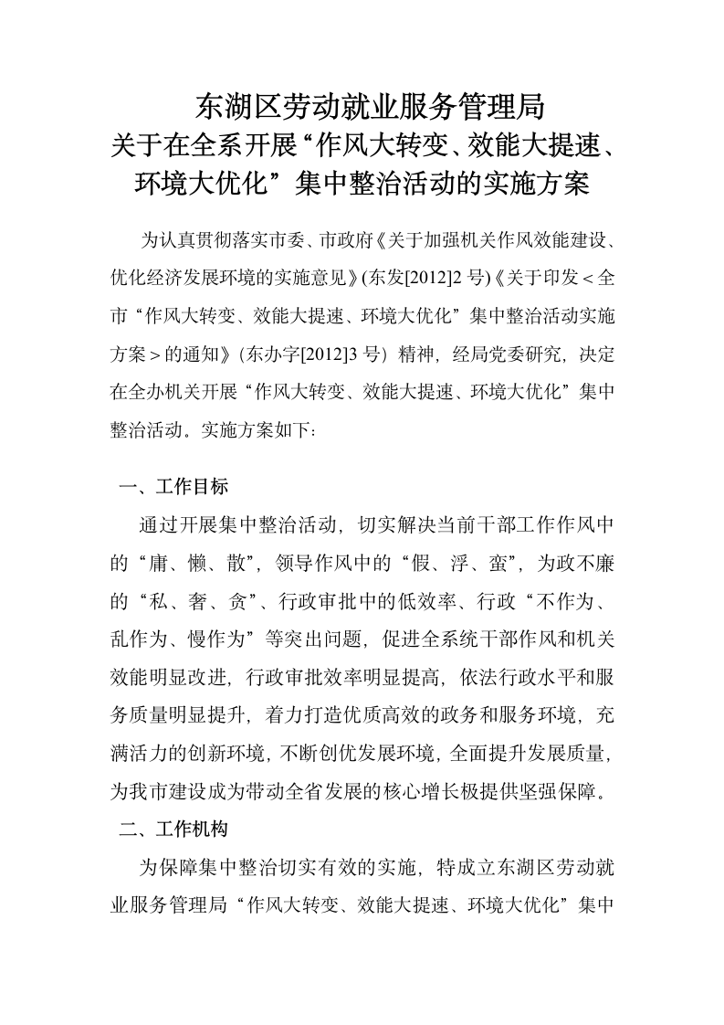 集中整治活动的实施方案