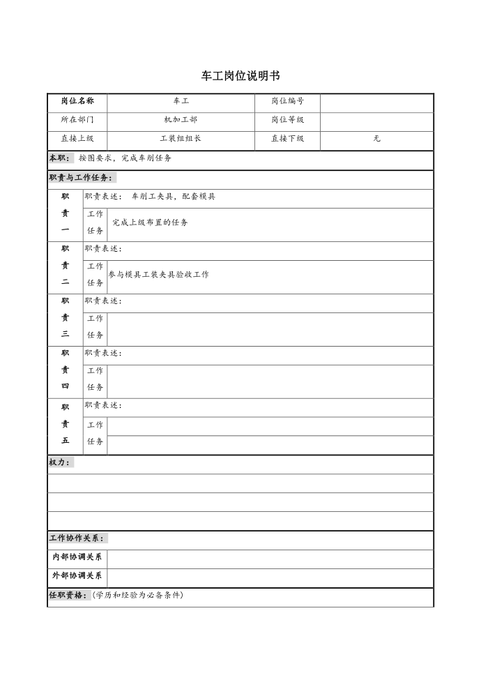 车工岗位说明书第1页