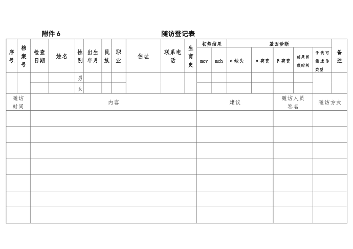 随访登记表