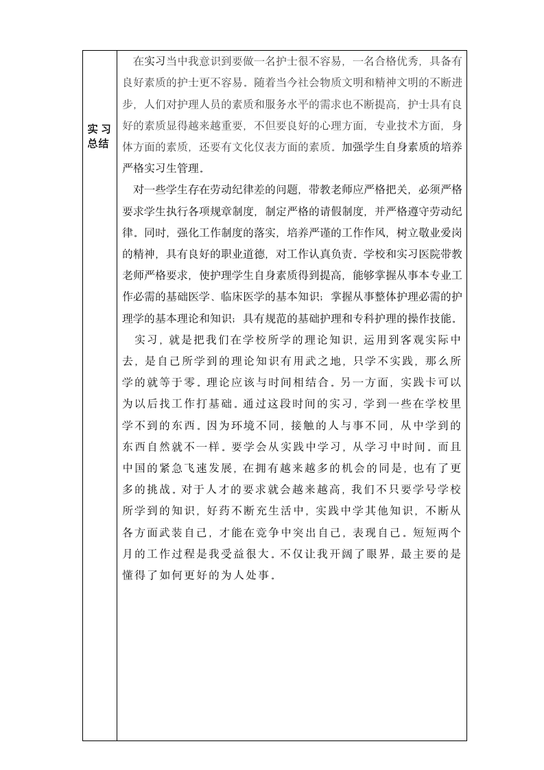 实习报告样表第4页