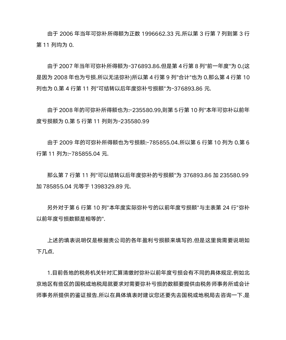 企业所得税弥补亏损表填写说明第6页