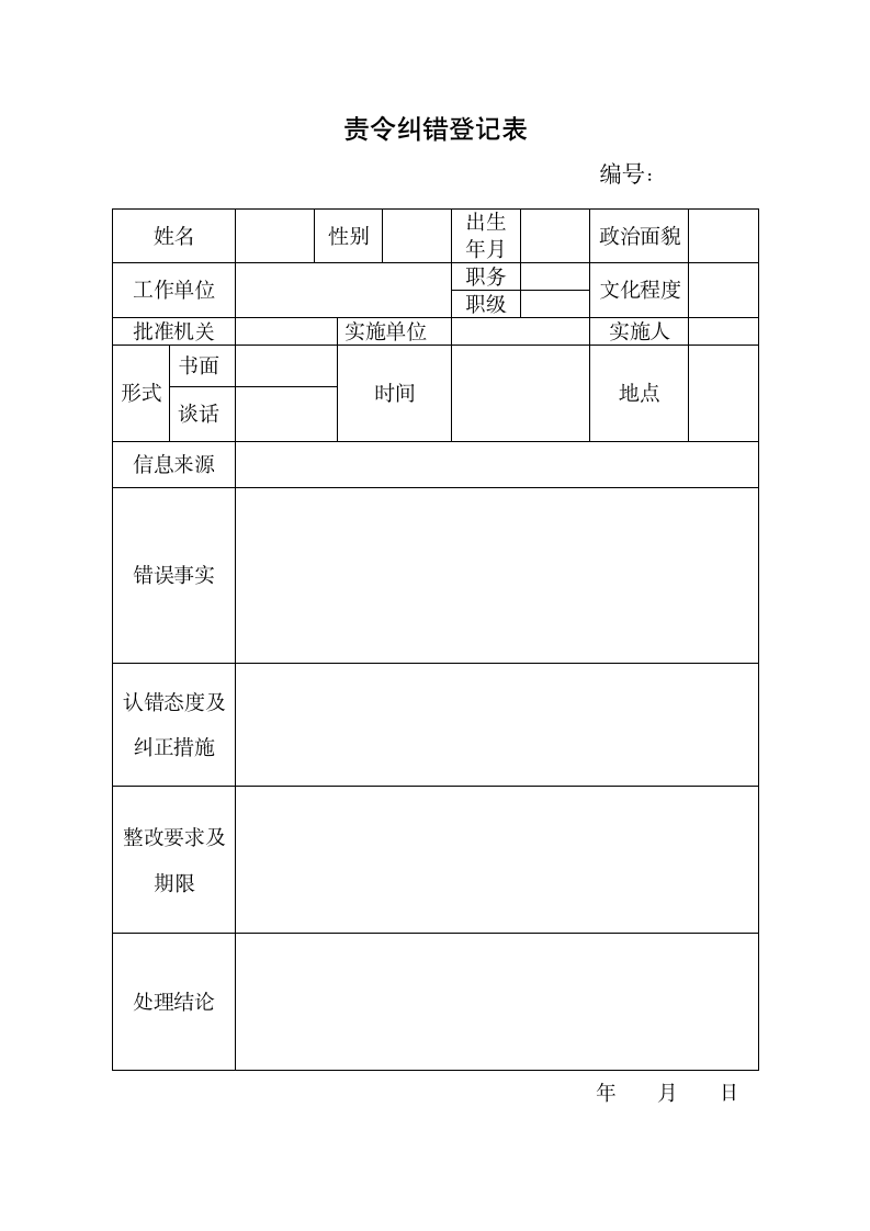 责令纠错登记表第2页