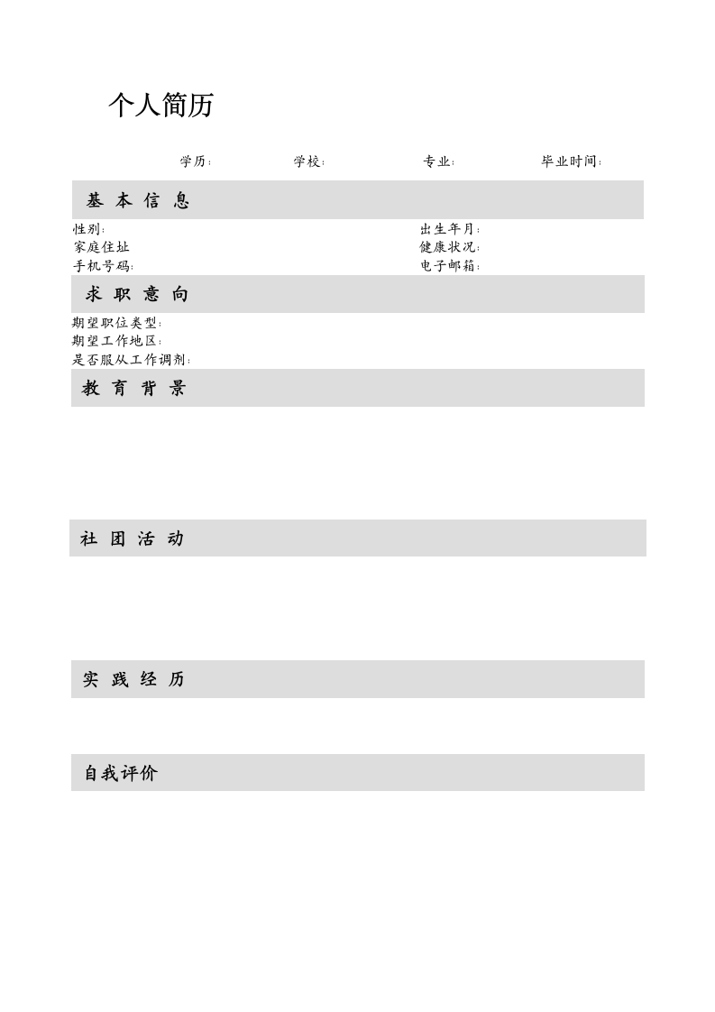 大学本科毕业生简历模板第3页