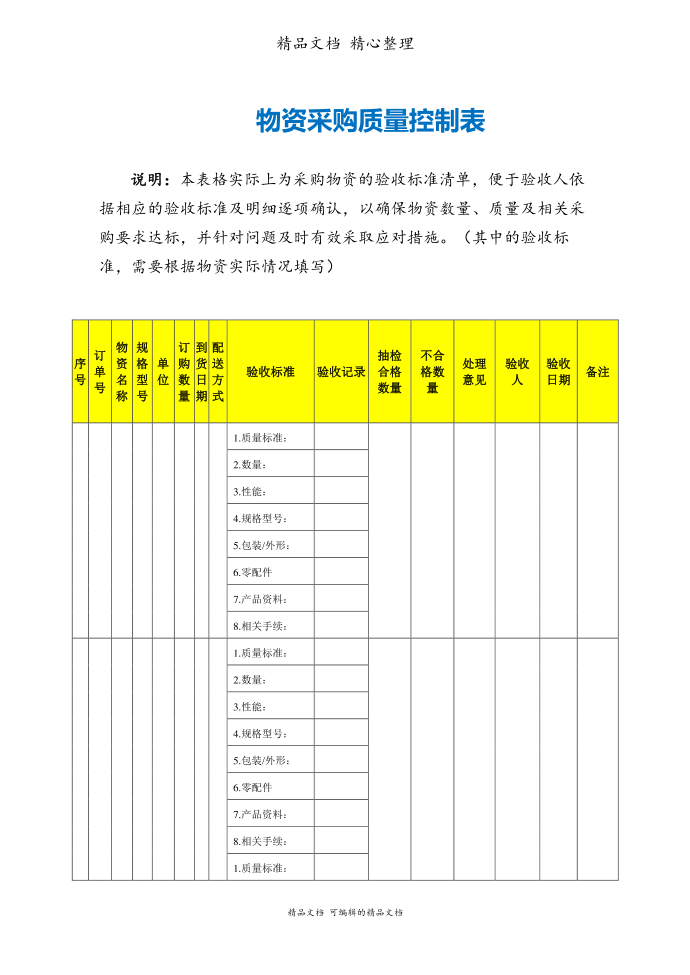 采购质量控制表第3页