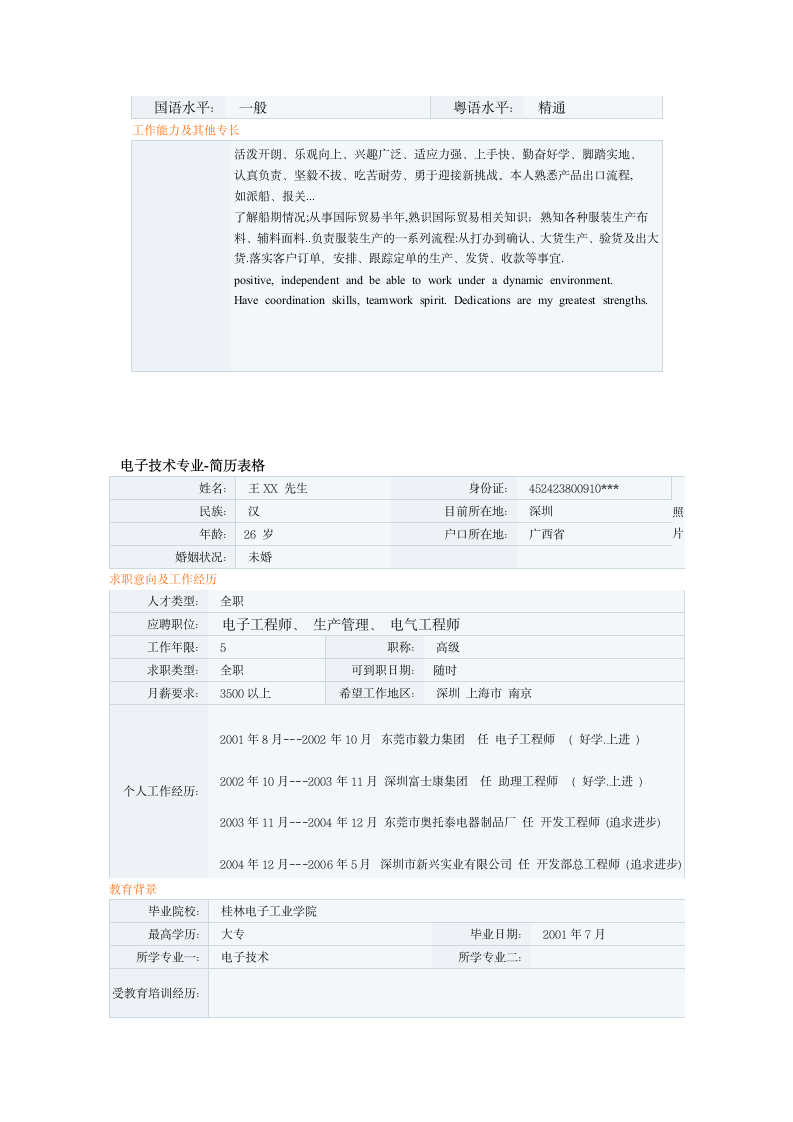 大学生毕业简历模板第4页