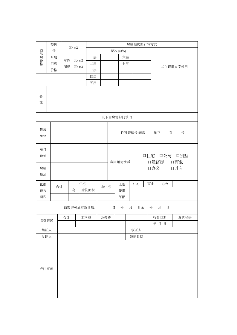 商品房预售申请书第4页