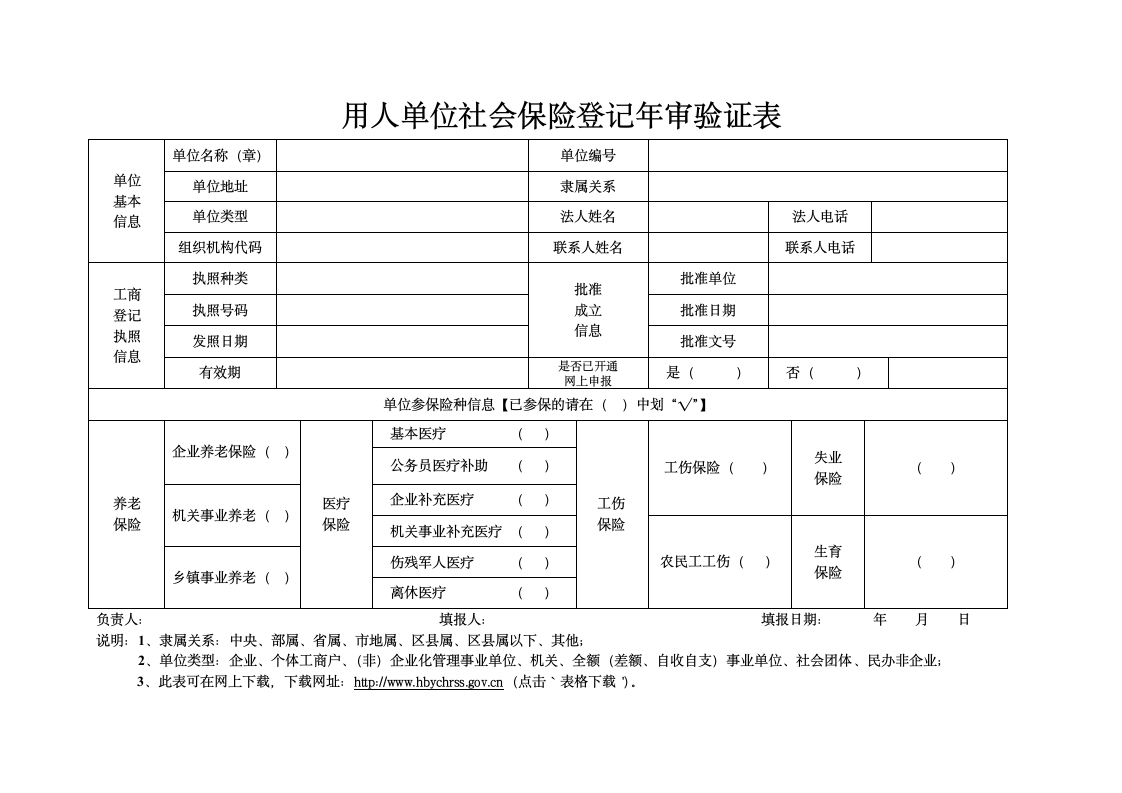 《用人单位社会保险登记验证表》第1页