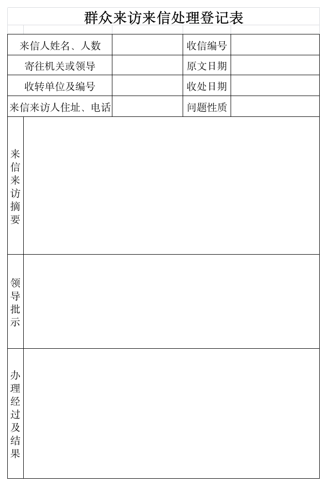 群众来信来访登记表