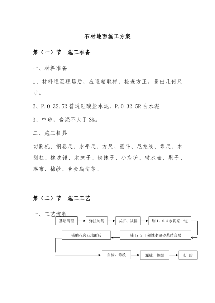 石材地面施工方案第1页