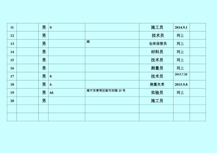 登记表第2页