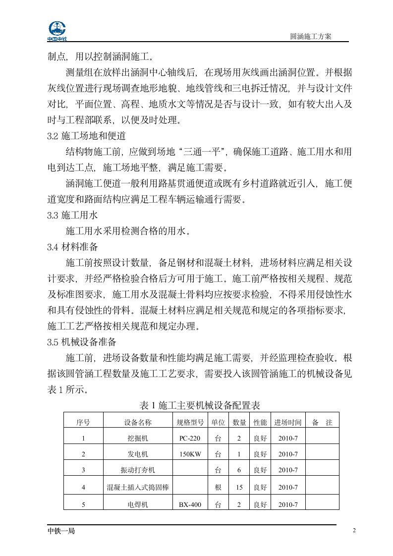 圆涵施工方案第2页