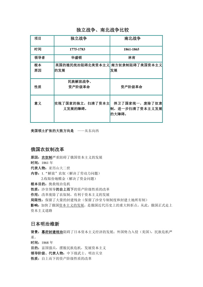 中考历史 初中历史复习 历史九上第五单元归纳第3页