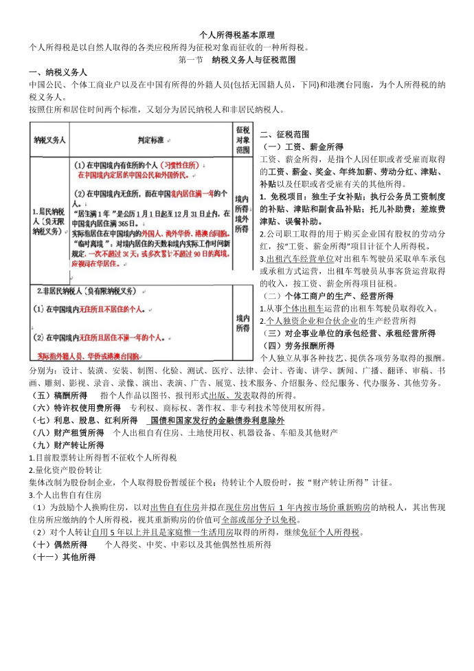 个人所得税笔记第1页