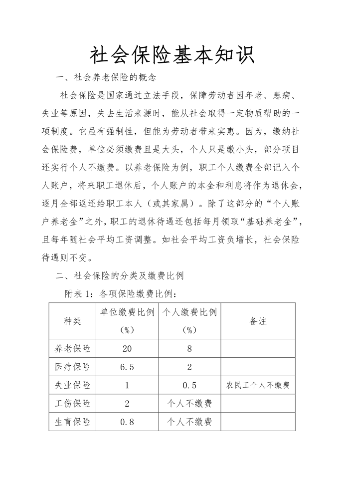 社会保险基本知识