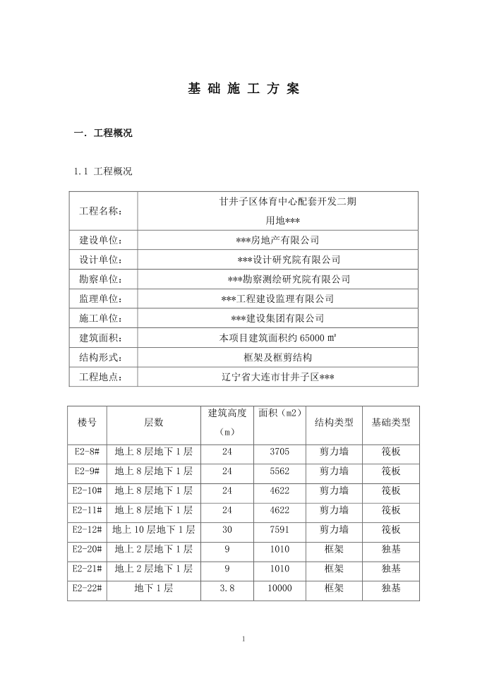 基础施工方案第1页