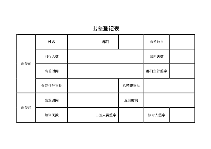 出差登记表