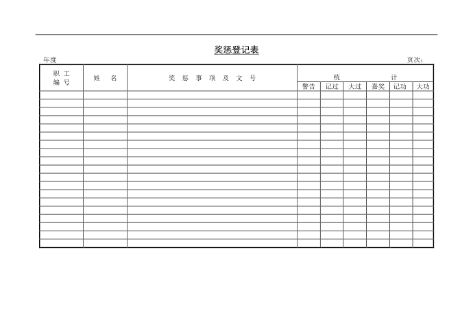 奖惩登记表