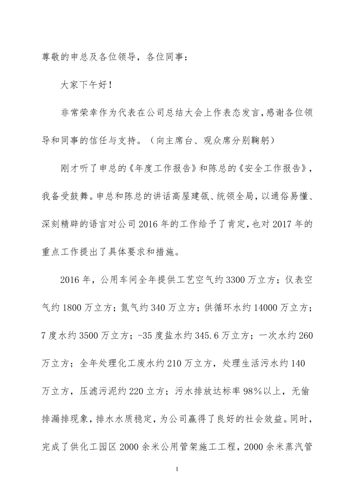 年终发言稿第1页