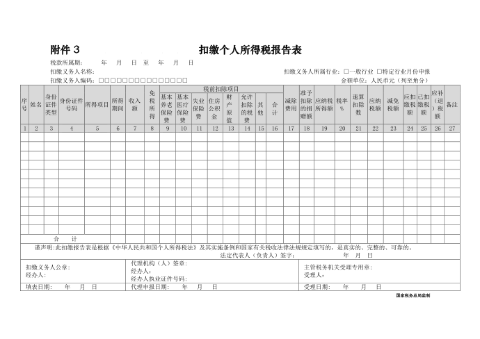 扣缴个人所得税报告表