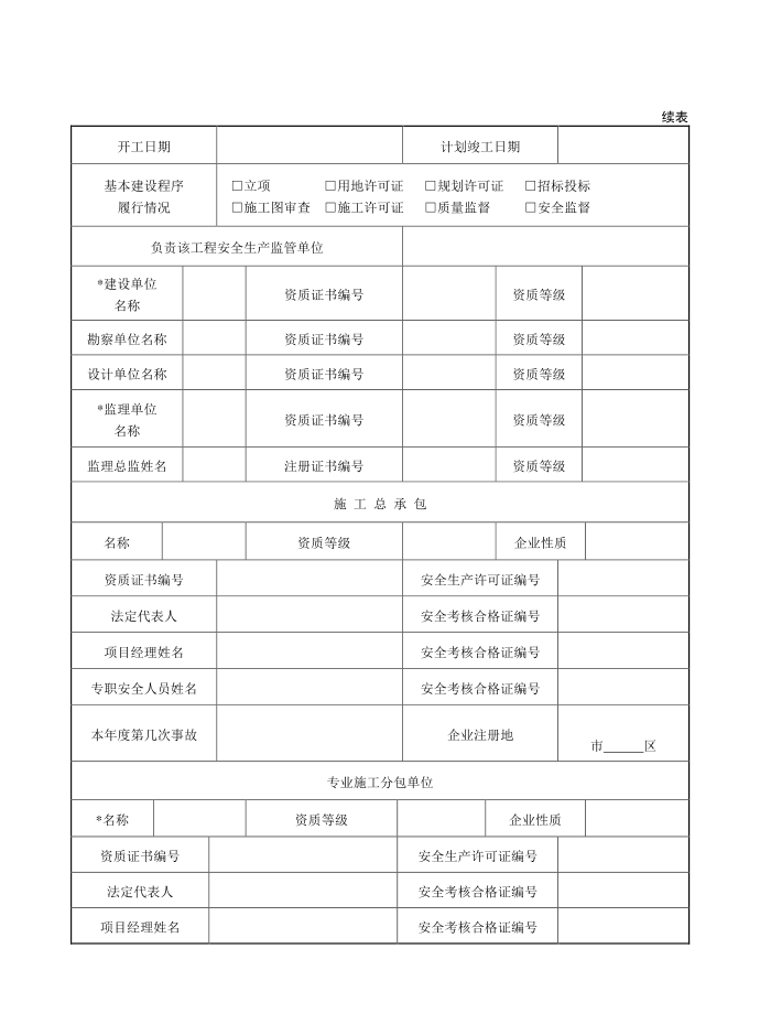 事故登记表第3页