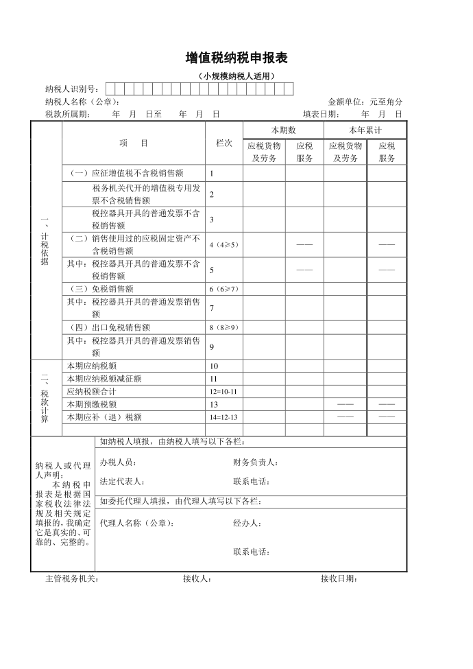 增值税纳税申报表第1页