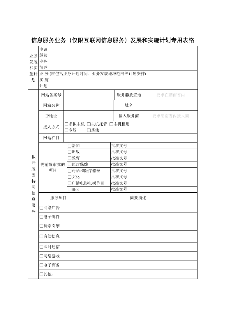 信息服务业务中(互联网信息服务)申请材料模版清单第2页