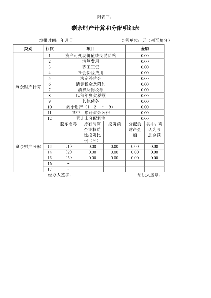 企业清算所得税申报表第4页