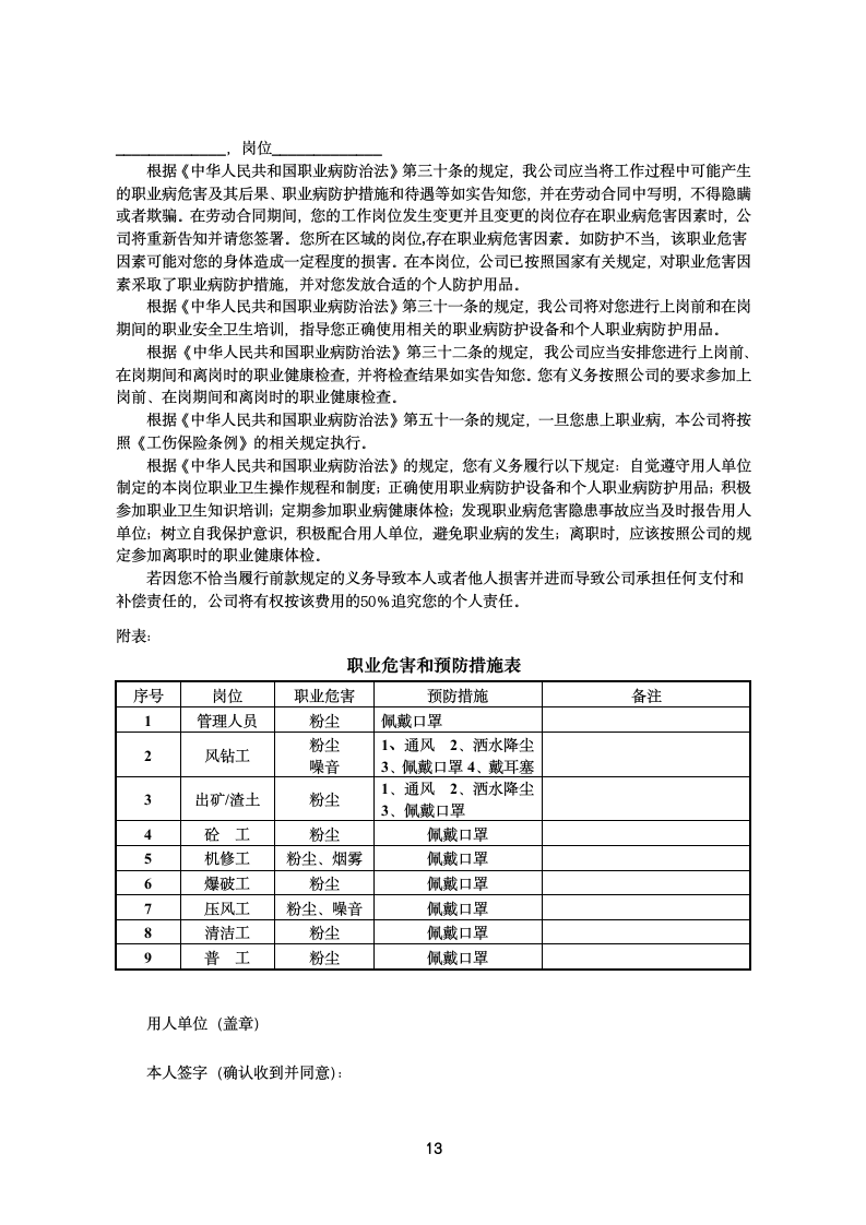 劳动合同模板第13页