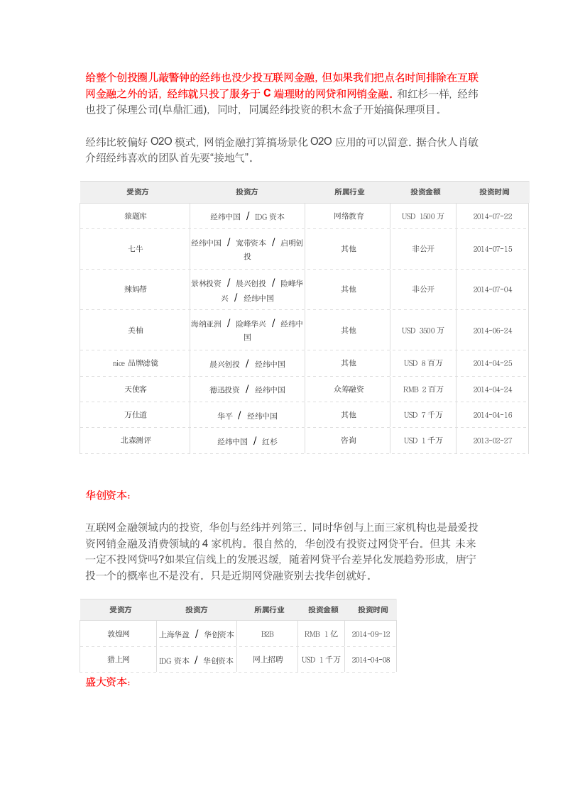 史上最全中国104家风投互联网金融投资案例分析报告第4页