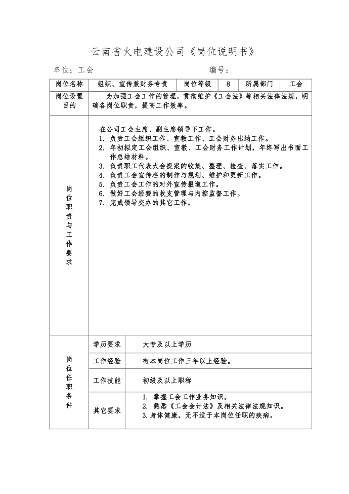 工会岗位说明书第3页