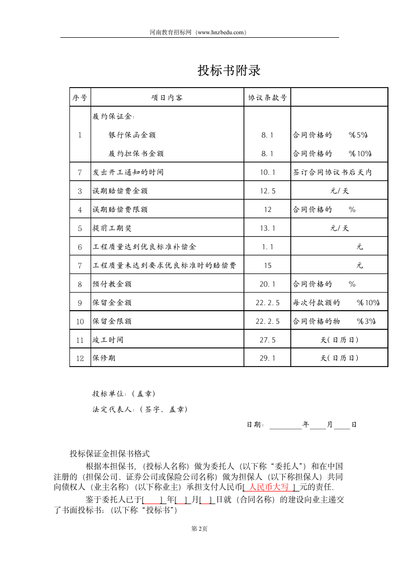 工程类投标书第2页