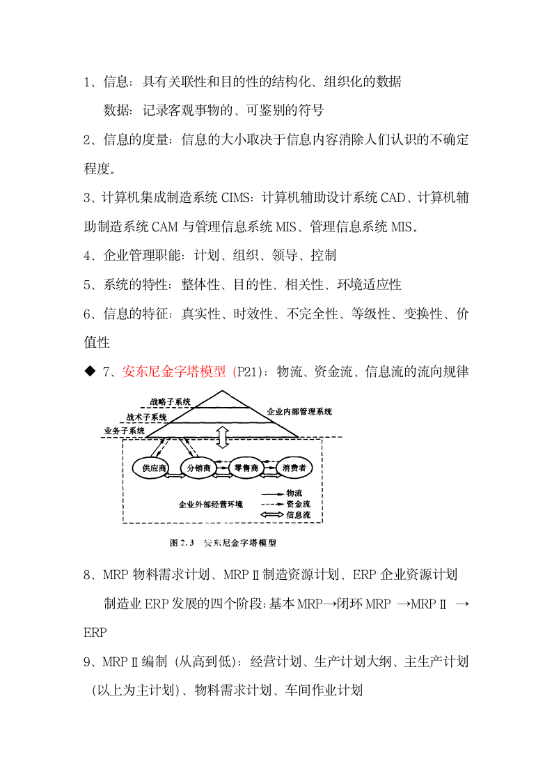 管理信息系统知识点整理第1页