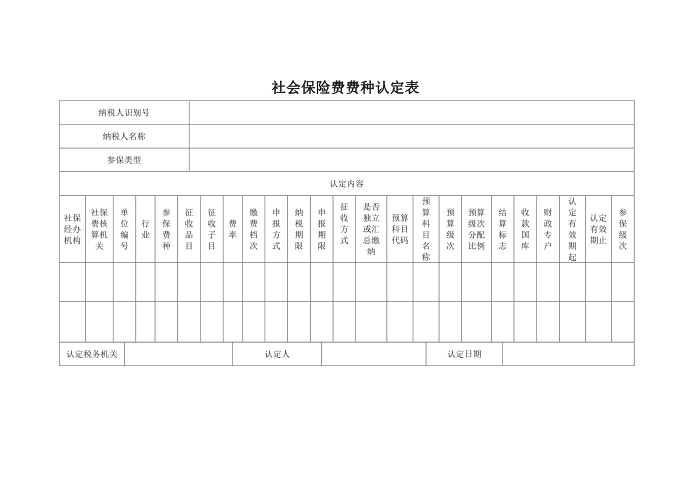 社会保险费费种认定表第1页