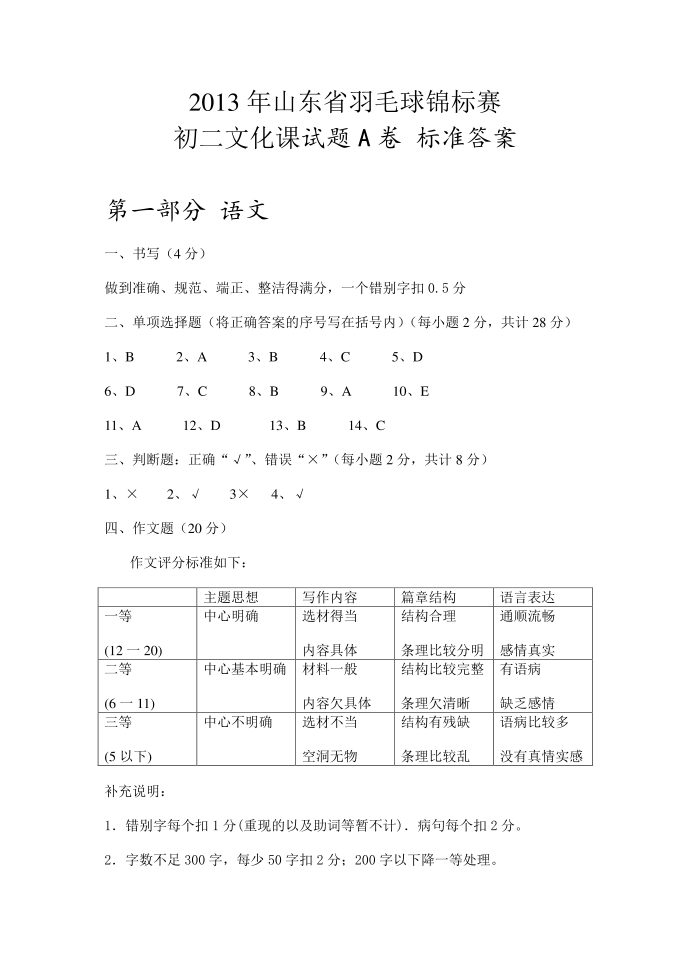 初二试卷答案第1页