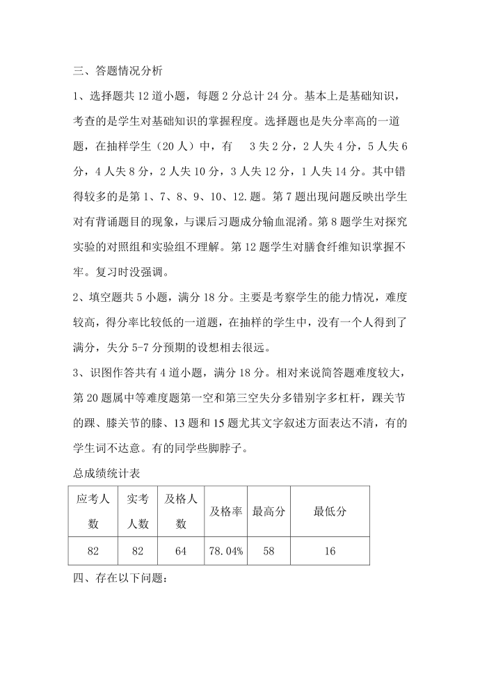 中考模拟一试卷分析第2页